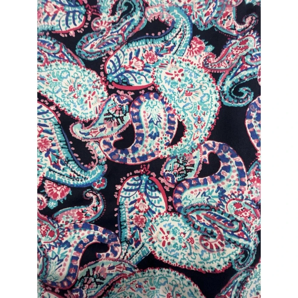Talbots Pencil Skirt 10P‎ Blue Paisley Cotton Stretch Preppy Coastal Artsy